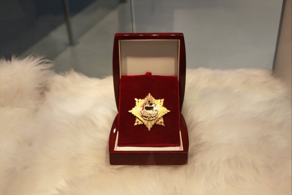 Gold DARTZ emblem in a red lacquered presentation box