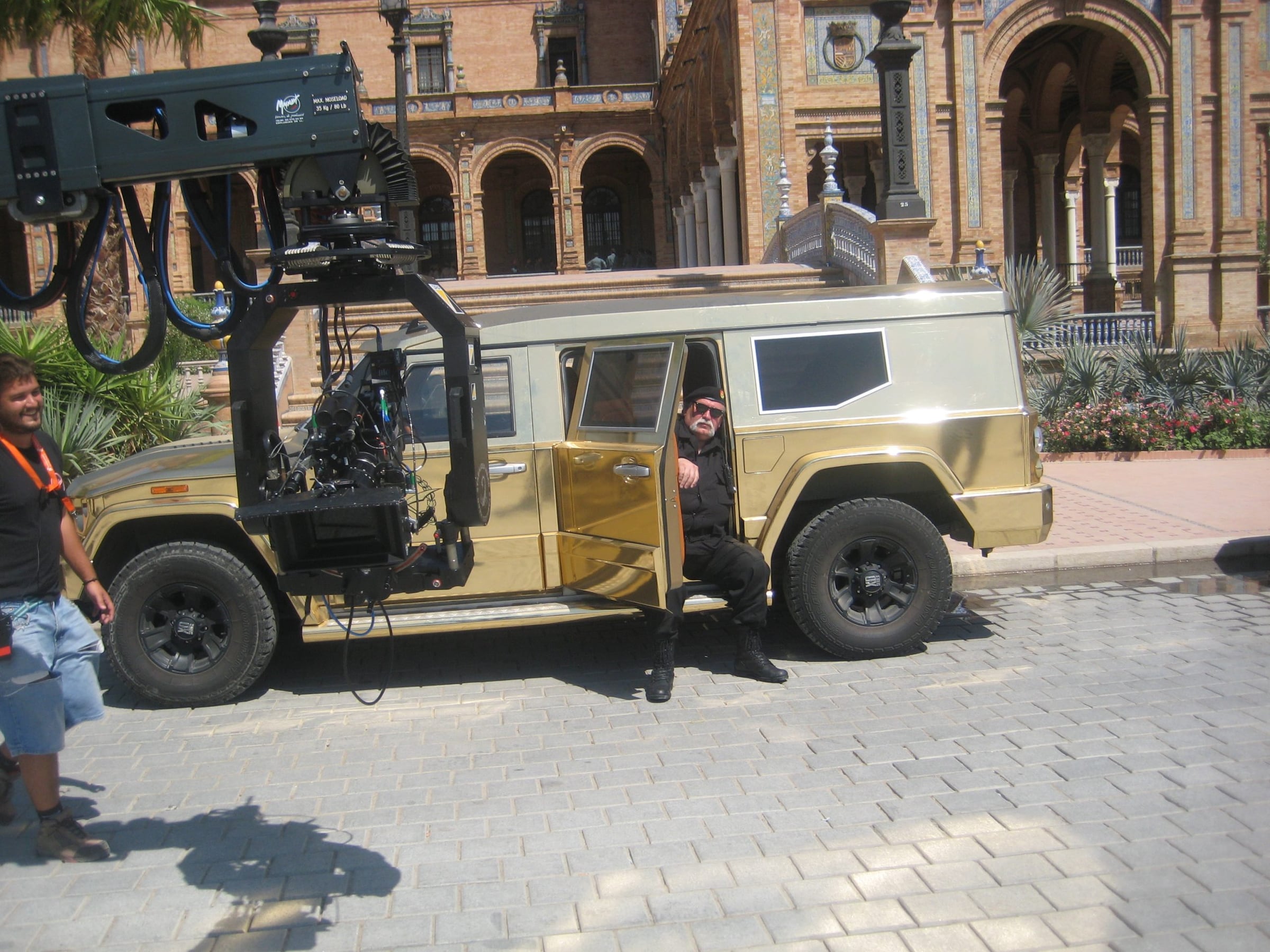 Camera rig mounted on a gold DARTZ Prombron’ for The Dictator, Seville