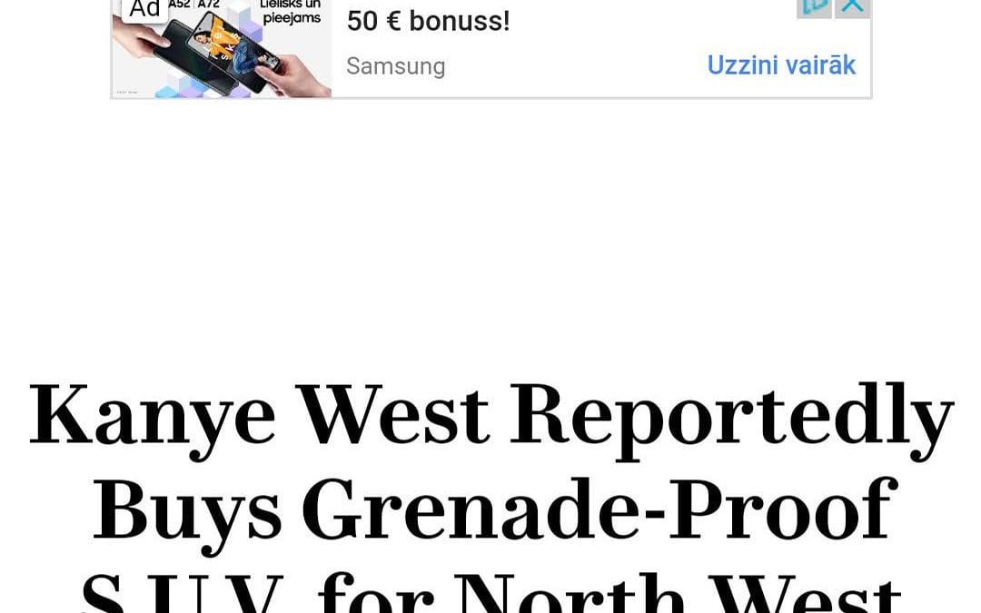 Headline: Kanye West reportedly buys a grenade-proof SUV for North West