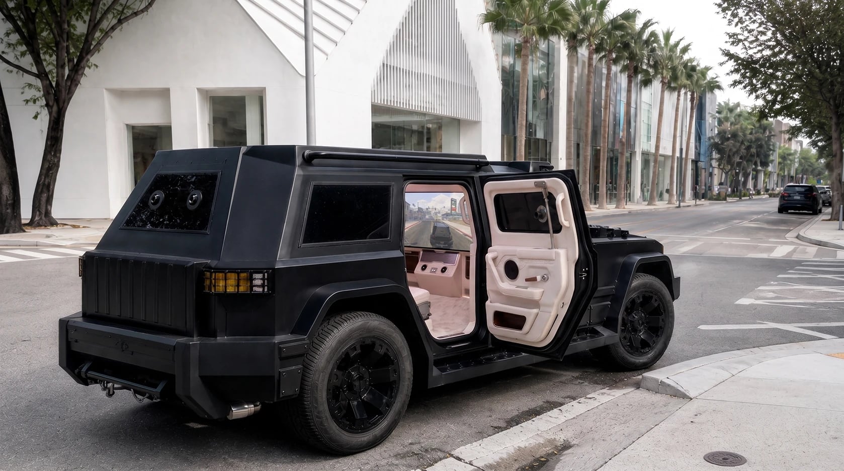 The DARTZ Nightshark VI in matte black on a Miami street